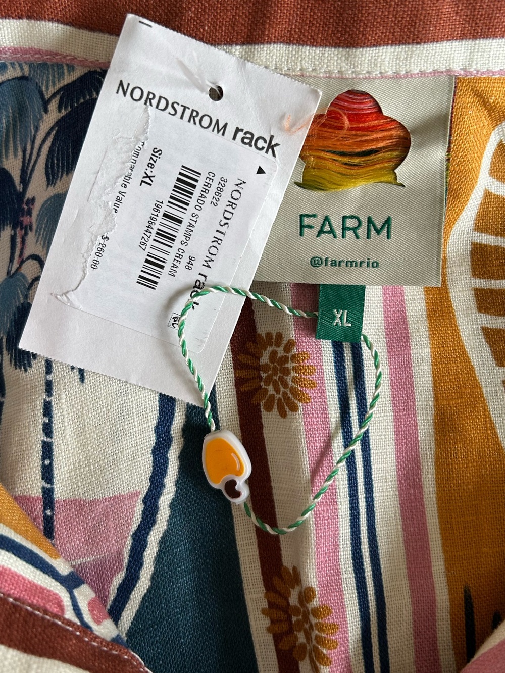 FARM Rio Cerrado Stamps Print Linen Shirtdress NWT Size XL - Picture 9 of 11